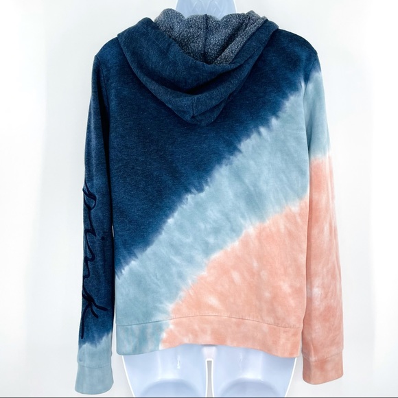 👚💙VS PINK ENSIGN CAMPUS STATIC TIE DYE LOUNGE ZIP UP HOODIE Size Med NWT - Picture 3 of 12